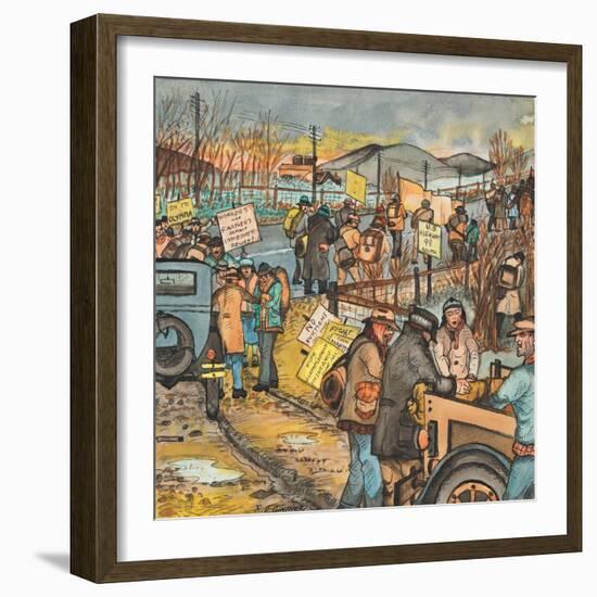 Men and Women in a Washington State Hunger March on U.S. Highway 99 South to Olympia-Ronald Ginther-Framed Giclee Print