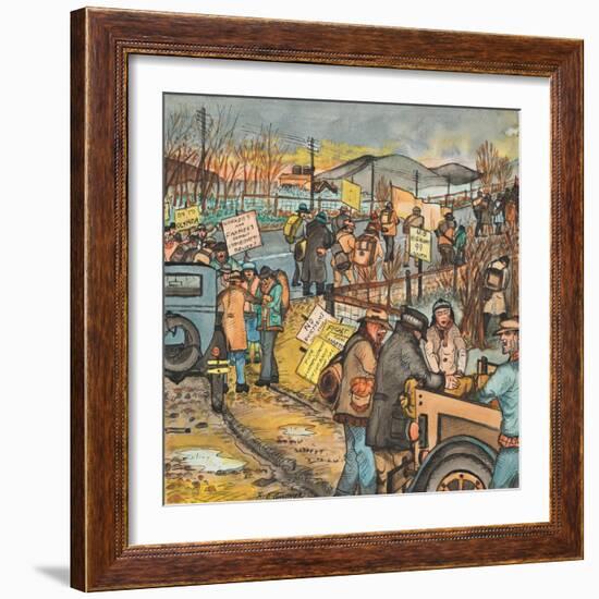 Men and Women in a Washington State Hunger March on U.S. Highway 99 South to Olympia-Ronald Ginther-Framed Giclee Print