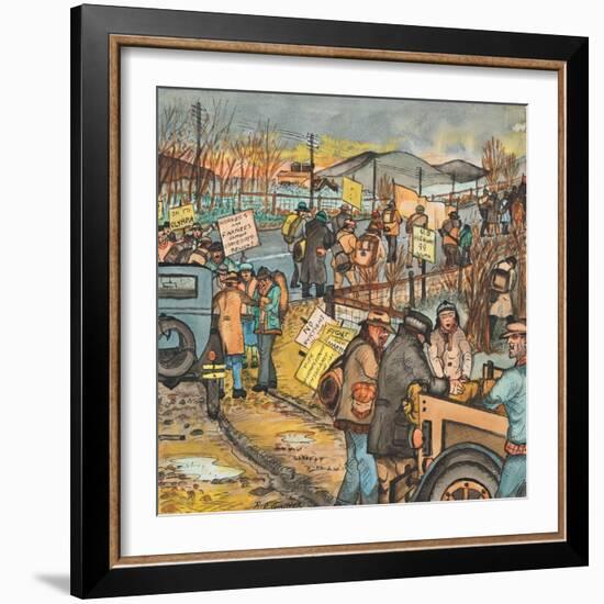 Men and Women in a Washington State Hunger March on U.S. Highway 99 South to Olympia-Ronald Ginther-Framed Giclee Print