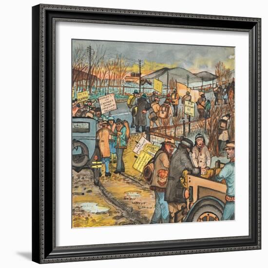 Men and Women in a Washington State Hunger March on U.S. Highway 99 South to Olympia-Ronald Ginther-Framed Giclee Print