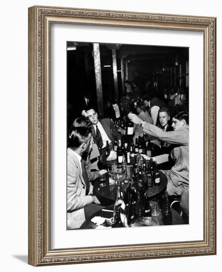 Men and Women in Kansas Roadhouse-null-Framed Photographic Print