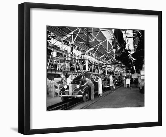 Men and Women Polishing Chevrolets on the Assembly Line at the General Motors Plant-null-Framed Photographic Print