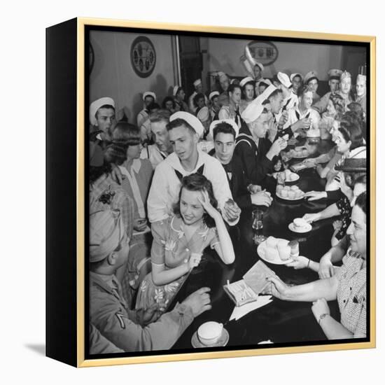 Men and Women Socializing at the USO Recreation Center-William C^ Shrout-Framed Premier Image Canvas