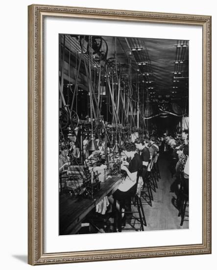 Men and Women Working in the Elgin National Watch Co. Factory-Bernard Hoffman-Framed Premium Photographic Print