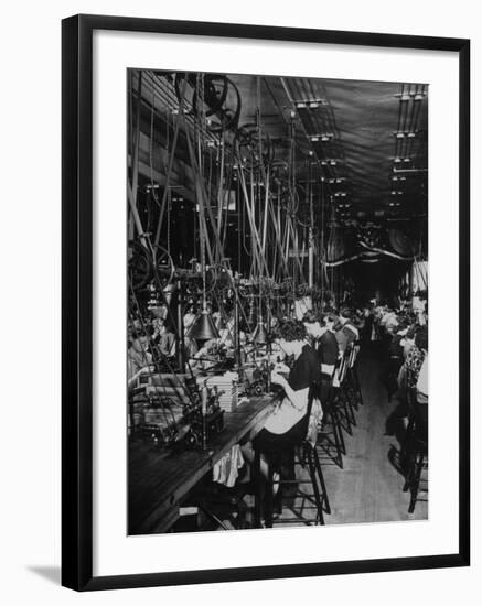 Men and Women Working in the Elgin National Watch Co. Factory-Bernard Hoffman-Framed Premium Photographic Print