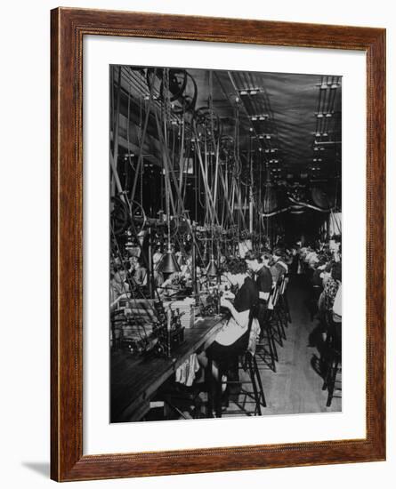 Men and Women Working in the Elgin National Watch Co. Factory-Bernard Hoffman-Framed Premium Photographic Print