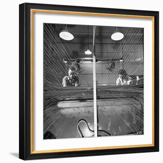 Men and Women Working Together in the Textile Factory-Carl Mydans-Framed Photographic Print