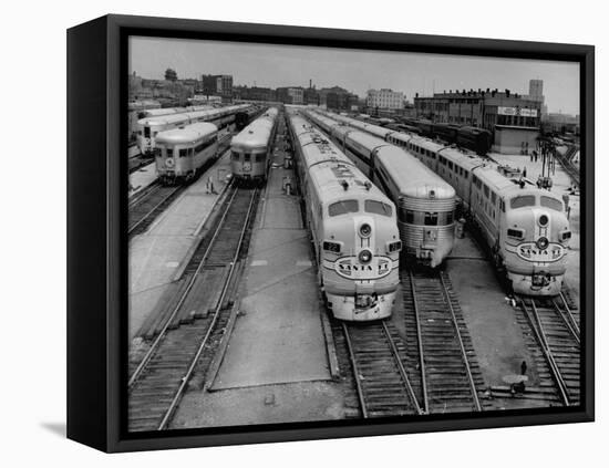 Men are Loading Up the "Santa Fe" Train with Supplies before They Take-Off-Andreas Feininger-Framed Premier Image Canvas
