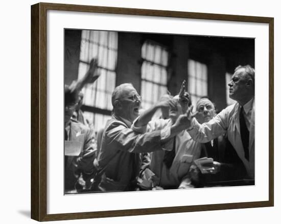 Men Arguing over Stock Exchanges-Ralph Morse-Framed Photographic Print