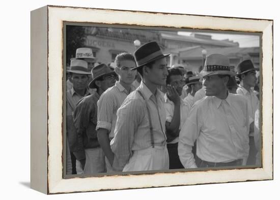 Men at a Strike Meeting in Yabucoa, Puerto Rico, Jan. 1942-Jack Delano-Framed Stretched Canvas