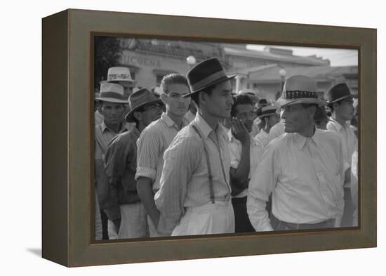 Men at a Strike Meeting in Yabucoa, Puerto Rico, Jan. 1942-Jack Delano-Framed Stretched Canvas