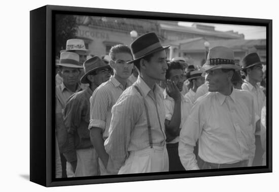 Men at a Strike Meeting in Yabucoa, Puerto Rico, Jan. 1942-Jack Delano-Framed Stretched Canvas