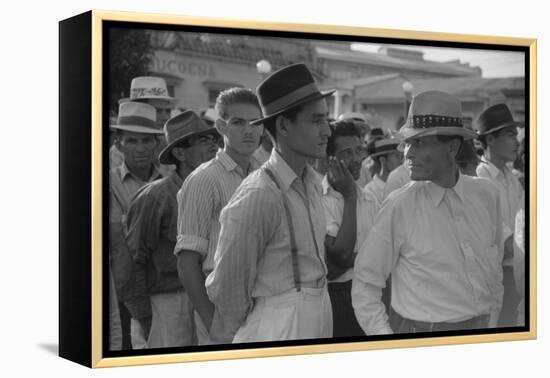 Men at a Strike Meeting in Yabucoa, Puerto Rico, Jan. 1942-Jack Delano-Framed Stretched Canvas