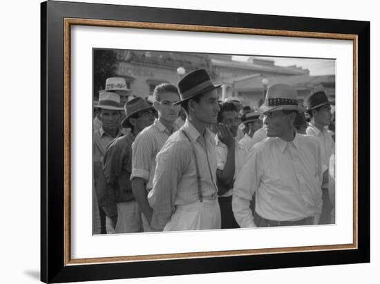 Men at a Strike Meeting in Yabucoa, Puerto Rico, Jan. 1942-Jack Delano-Framed Photo