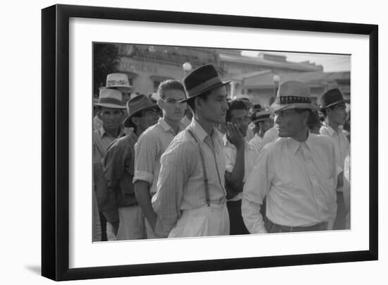 Men at a Strike Meeting in Yabucoa, Puerto Rico, Jan. 1942-Jack Delano-Framed Photo