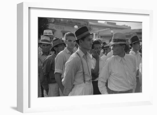 Men at a Strike Meeting in Yabucoa, Puerto Rico, Jan. 1942-Jack Delano-Framed Photo