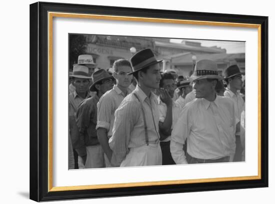 Men at a Strike Meeting in Yabucoa, Puerto Rico, Jan. 1942-Jack Delano-Framed Photo