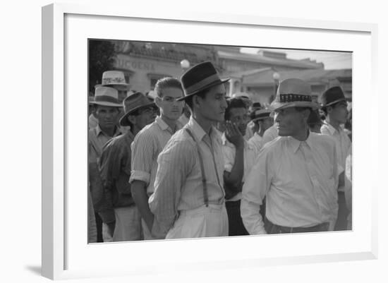 Men at a Strike Meeting in Yabucoa, Puerto Rico, Jan. 1942-Jack Delano-Framed Photo