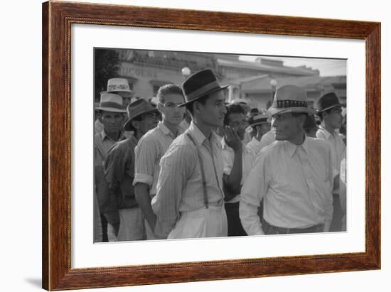 Men at a Strike Meeting in Yabucoa, Puerto Rico, Jan. 1942-Jack Delano-Framed Photo