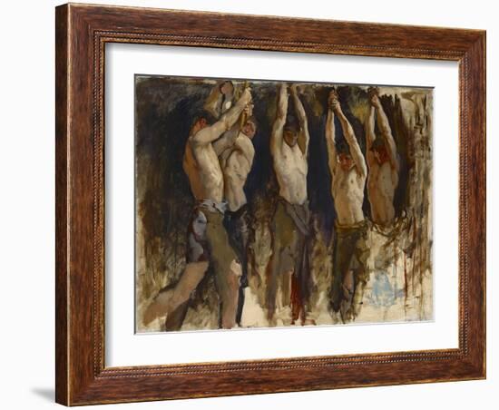 Men at an Anvil, Study for The Spirit of Vulcan, c.1904-8-Edwin Austin Abbey-Framed Giclee Print