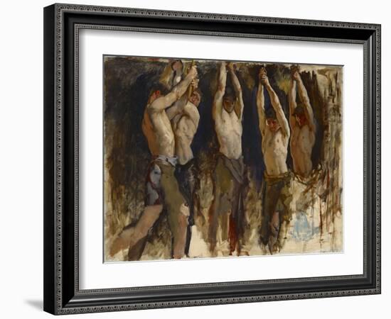 Men at an Anvil, Study for The Spirit of Vulcan, c.1904-8-Edwin Austin Abbey-Framed Giclee Print