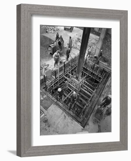 Men at Work at a Construction Site, Gainsborough, Lincolnshire, 1960-Michael Walters-Framed Photographic Print