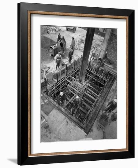 Men at Work at a Construction Site, Gainsborough, Lincolnshire, 1960-Michael Walters-Framed Photographic Print