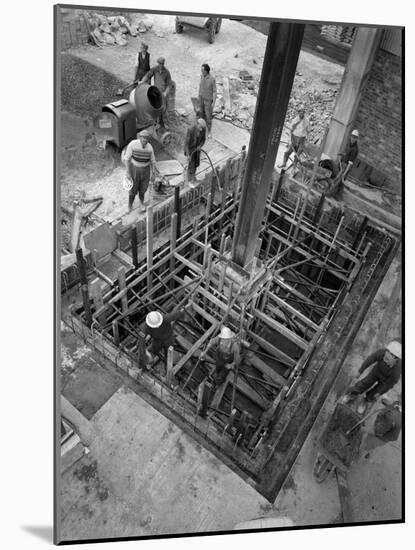 Men at Work at a Construction Site, Gainsborough, Lincolnshire, 1960-Michael Walters-Mounted Photographic Print