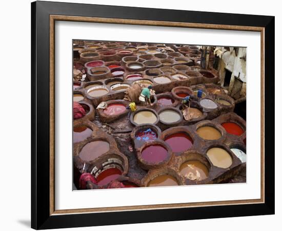 Men at Work in the Tanneries, Medina, Fez, Morocco, North Africa, Africa-Simon Montgomery-Framed Photographic Print