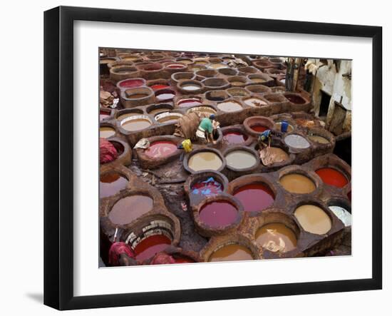 Men at Work in the Tanneries, Medina, Fez, Morocco, North Africa, Africa-Simon Montgomery-Framed Photographic Print