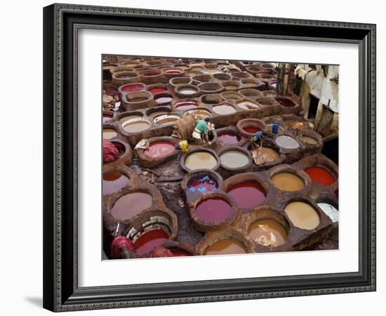 Men at Work in the Tanneries, Medina, Fez, Morocco, North Africa, Africa-Simon Montgomery-Framed Photographic Print