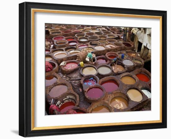 Men at Work in the Tanneries, Medina, Fez, Morocco, North Africa, Africa-Simon Montgomery-Framed Photographic Print