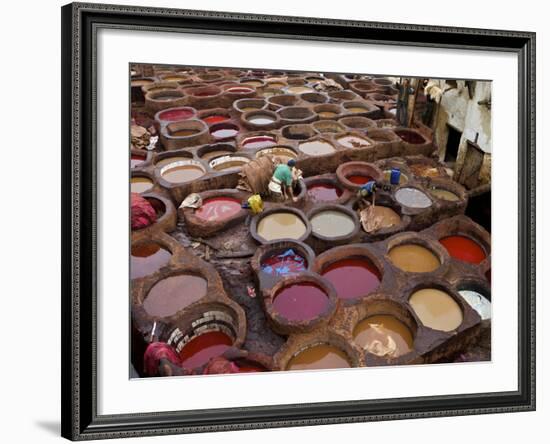 Men at Work in the Tanneries, Medina, Fez, Morocco, North Africa, Africa-Simon Montgomery-Framed Photographic Print