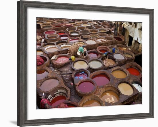 Men at Work in the Tanneries, Medina, Fez, Morocco, North Africa, Africa-Simon Montgomery-Framed Photographic Print