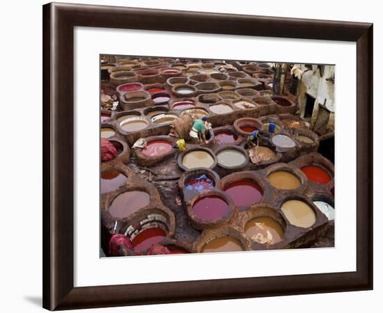 Men at Work in the Tanneries, Medina, Fez, Morocco, North Africa, Africa-Simon Montgomery-Framed Photographic Print