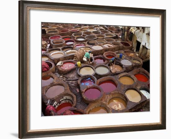 Men at Work in the Tanneries, Medina, Fez, Morocco, North Africa, Africa-Simon Montgomery-Framed Photographic Print