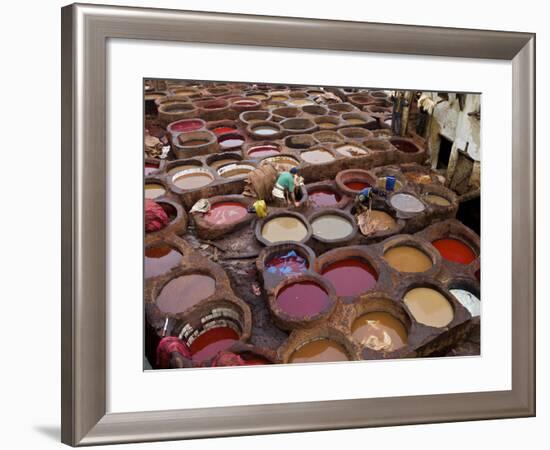 Men at Work in the Tanneries, Medina, Fez, Morocco, North Africa, Africa-Simon Montgomery-Framed Photographic Print