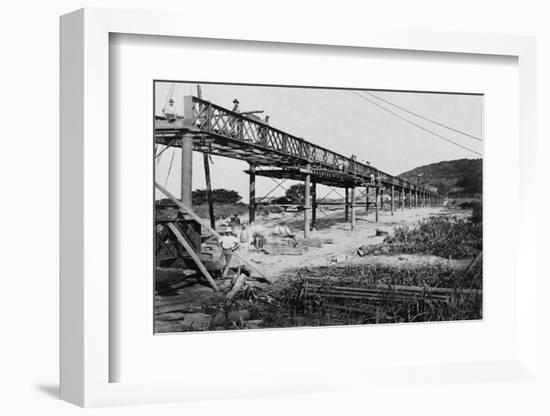 Men Build a Railway Bridge-null-Framed Photographic Print