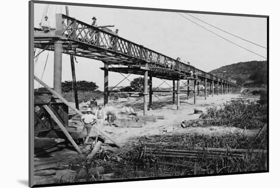 Men Build a Railway Bridge-null-Mounted Photographic Print