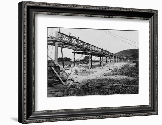 Men Build a Railway Bridge-null-Framed Photographic Print