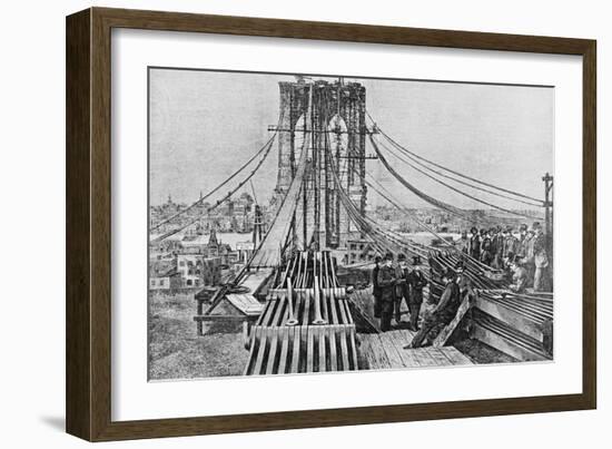 Men Building Brooklyn Bridge-null-Framed Giclee Print