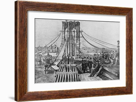 Men Building Brooklyn Bridge-null-Framed Giclee Print