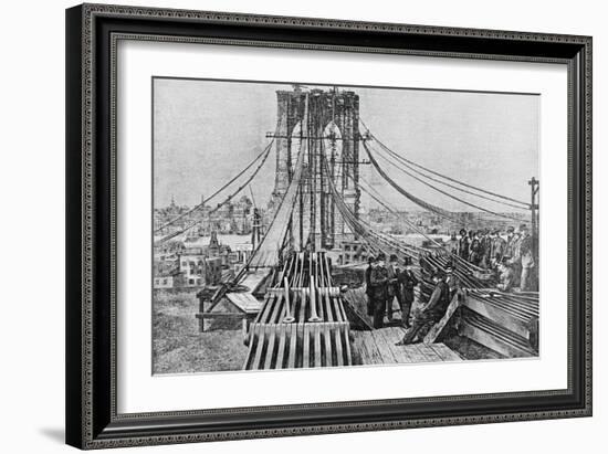 Men Building Brooklyn Bridge-null-Framed Giclee Print