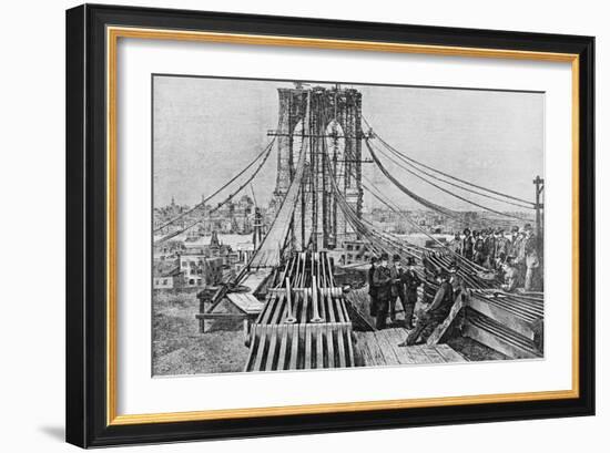 Men Building Brooklyn Bridge-null-Framed Giclee Print