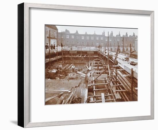 Men Building the Camden Town Sub-Station, London, 1908-null-Framed Premium Photographic Print