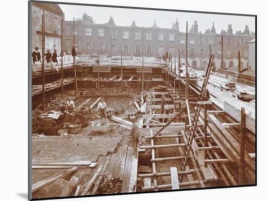 Men Building the Camden Town Sub-Station, London, 1908-null-Mounted Premium Photographic Print