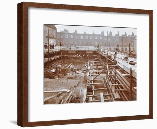 Men Building the Camden Town Sub-Station, London, 1908-null-Framed Premium Photographic Print