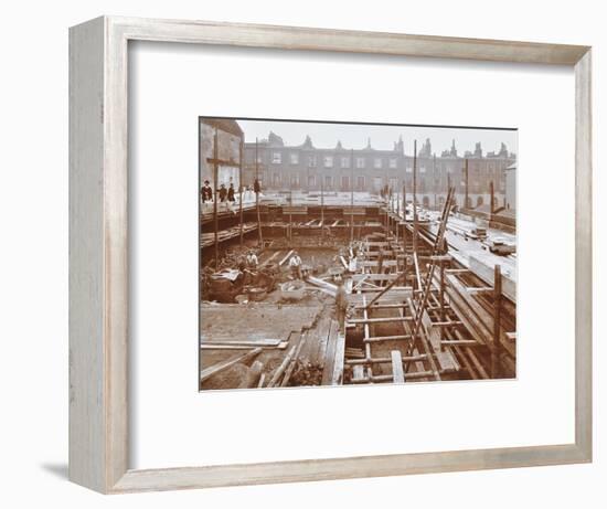 Men Building the Camden Town Sub-Station, London, 1908-null-Framed Photographic Print