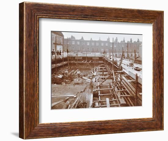 Men Building the Camden Town Sub-Station, London, 1908-null-Framed Photographic Print