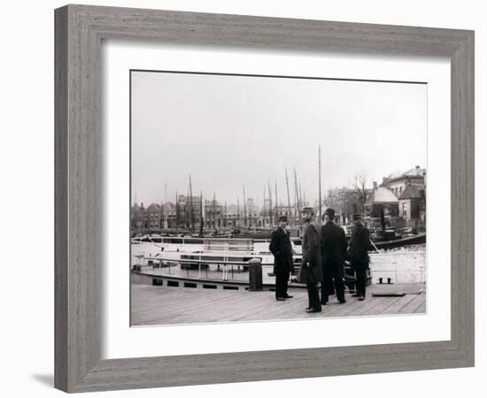 Men by a Canal Boat, Rotterdam, 1898-James Batkin-Framed Photographic Print